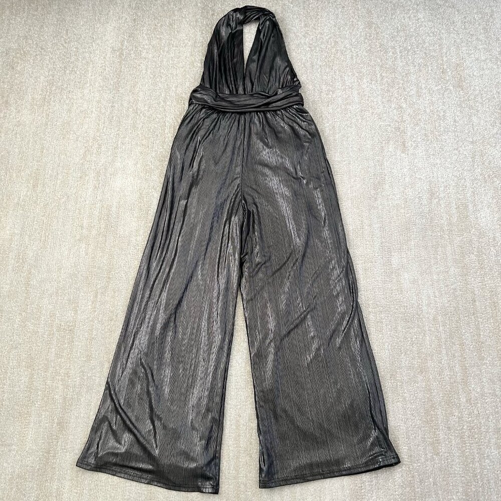 Lulus Endlessly Stunning Wide Leg Convertible Metallic Jumpsuit M